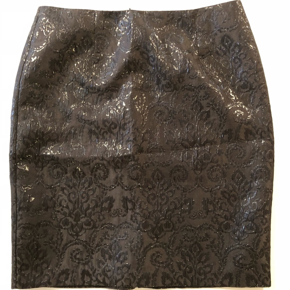 Black brocade pencil skirt